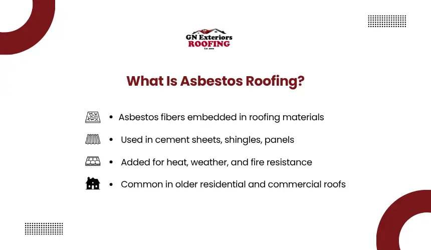Definition and components of asbestos roofing materials by GN Exteriors Roofing.